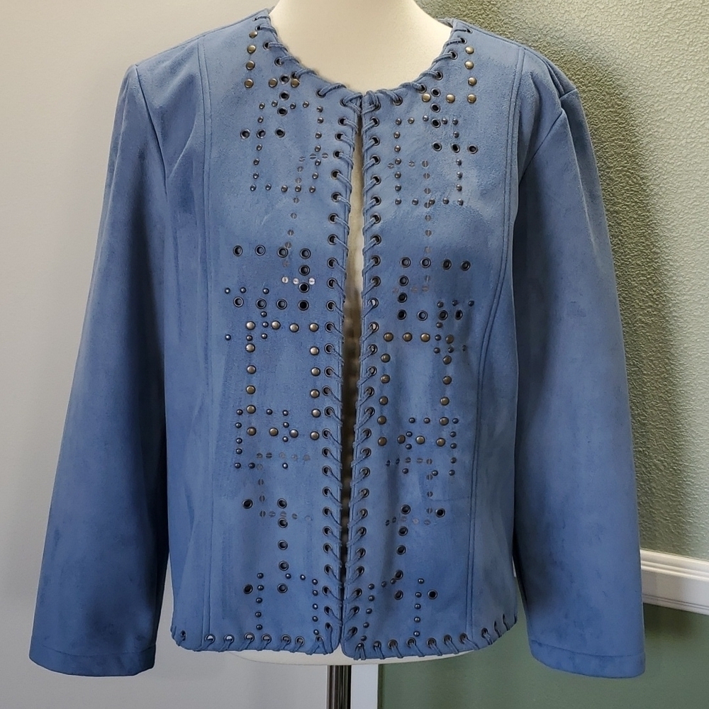 "Hearts of Palm" Long-sleeve Jacket in a Gorgeous Blue Color